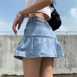 Ebbgo  Harajuku Punk Y2K Denim Mini Pleated Skirt Ladies Summer High Waist Jeans Shorts Skirts Women Ruffles Fashion Korean