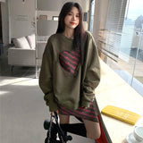 Ebbgo Korean Style Hollow Out Heart Hoodie Women Clothes y2k Vintage Sexy Plus Size Long Sleeve Two-Piece Sets Dress Designer Hoodie