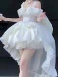 Ebbgo  Lolita Wedding Dress High-Grade Adult Ceremony Tube Top Birthday Little Dress Slimming Princess Trailing Pettiskirt