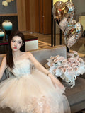 Ebbgo  Birthday Adult Ceremony Dress High-End Affordable Luxury Niche Cold-Shoulder Elegant Socialite High-Grade Tube Top