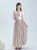 Ebbgo  Elegant French Patchwork Design Dress Summer Slim Fit Midi Dress Women Fashion U Neck Sleeveless Long Dress Vestidos 2024 New