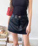 Ebbgo  Black PU Leather Mini Skirts Women High Waist Shorts Skirt Bodycorn Faxu Leather Summer Clubwear Sexy Pockets Y2K Streetwear
