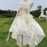 Ebbgo  Vintage Victorian Lolita Dress Cosplay Kawaii Lace Flower Ribbon Bow Trailing Dresses Women Japanese Elegant Wedding Party Dress