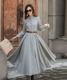 Ebbgo barn jacket outfits Super Long Shirt Dress for Women Spring and Autumn Long Pleated Large Swing Dress Fashionable Trendy Waist-Tight to Ankle Dress