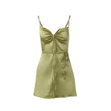 dress Jy021 Satin Green Lace-up Suspender Skirt 2024 Women's Summer New Elegant Commuter Dress