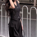 retail worker dress to impress Black Chanel Style Suit Vest Women's Summer Thin High-End Fashionable Vest Sleeveless Top