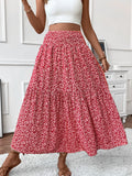 summer outfits inspo Small Floral Three-Layer Stitching Long Skirt High-Grade Women's A- line Skirt