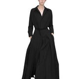 barn jacket outfits Super Long Shirt Dress for Women Spring and Autumn Long Pleated Large Swing Dress Fashionable Trendy Waist-Tight to Ankle Dress