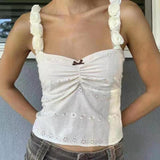 summer outfits inspo New Age-Reducing Flower Small Sling Chest-Shaped Slim-Fit Short Vest