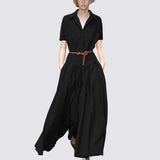 barn jacket outfits Super Long Shirt Dress for Women Spring and Autumn Long Pleated Large Swing Dress Fashionable Trendy Waist-Tight to Ankle Dress