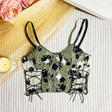 y2k outfits Sexy Ins Sweet and Spicy Style Embroidered Mesh Outer Wear Fresh Camisole Steel Ring Strap Underwear