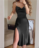 hoco dresses Summer New A- line Dress Solid Color Chiffon Pearl Strap Dress Long Dress