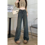 jeans High Waist Wide Leg Jeans Women's Autumn New Slimming Versatile Draping Retro Straight Mop Pants