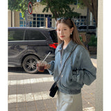 90s streetwear Korean Style Wash Denim Coat Four Seasons All-Match Tannin Jacket Coat