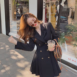 date night outfit 2024 Spring and Autumn New Korean Style Breasted Suit Dress Women