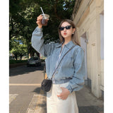 90s streetwear Korean Style Wash Denim Coat Four Seasons All-Match Tannin Jacket Coat