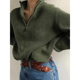 fall outfits women Autumn and Winter Women's Clothing Popular Zipper Stand Collar Long Sleeve Loose Sweater for Women