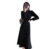 2000s fashion Autumn and Winter Women's Elegant Hepburn Style Sweater Skirt Half Turtleneck Inner Wear Mid-Length Knitted Long Sleeve Dress