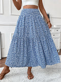 summer outfits inspo Small Floral Three-Layer Stitching Long Skirt High-Grade Women's A- line Skirt