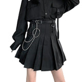 grunge outfits Black Pleated Skirt Female Summer Student Skirt Uniform Skirt Hot Girl Tooling High Waist Word Skirt Fashion