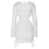 frat outfits Summer New Women's Back Hollow Lace-up Flared Long Sleeve Dress Women