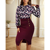 2000s fashion 2024 Autumn and Winter Women's AB Matching Dress Elegant Commuter Split Hip Skirt