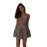 dress to impress outfits 2024 Women's New Skirt Summer Fashion Suspender Skirt Houndstooth Temperament Sleeveless Dress