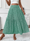 summer outfits inspo Small Floral Three-Layer Stitching Long Skirt High-Grade Women's A- line Skirt