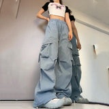 y2k outfits American Retro Overalls Women's Summer High Waist Straight Wide Leg Design Sense Niche Loose Casual Mopping Pants Fashion