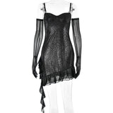 avant garde dress to impress Women's Mesh Hot Silver Strap Tube Top Dress Fashion Hot Selling Sexy Hot Girl Backless Hip Skirt