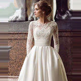 Ebbgo nerdy dress to impress New Elegant Lace Long Sleeve Elegant Temperament Long Wedding Dress