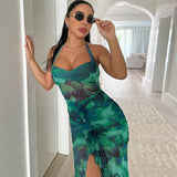 rainforest dress to impress Fashionable Ins Printed Dress Sexy Sleeveless Halter Backless Split Casual Dress Dress Dress