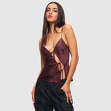 going out outfits Women's Clothing Summer New Solid Color Low-Cut Strap Strap Sexy Waist-Exposed Top