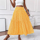 summer outfits inspo Small Floral Three-Layer Stitching Long Skirt High-Grade Women's A- line Skirt