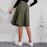 work outfits women Women's Pocket Button Waist Elegant Umbrella Skirt French Mid-Length Skirt