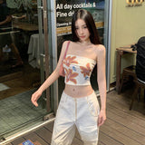 men’s fashion Style Summer New Women's Street Fashion Flower Print Sexy Navel Wrapped Chest