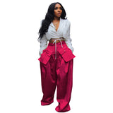 dti outfits Spring and Summer New Fashion Women's Casual Trousers Ins Detachable Three-Dimensional Pocket Wide-Leg Pants