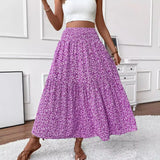 summer outfits inspo Small Floral Three-Layer Stitching Long Skirt High-Grade Women's A- line Skirt