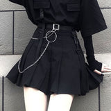 grunge outfits Black Pleated Skirt Female Summer Student Skirt Uniform Skirt Hot Girl Tooling High Waist Word Skirt Fashion