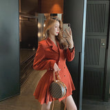 date night outfit 2024 Spring and Autumn New Korean Style Breasted Suit Dress Women