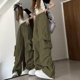 y2k outfits American Retro Overalls Women's Summer High Waist Straight Wide Leg Design Sense Niche Loose Casual Mopping Pants Fashion