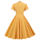 harajuku dress to impress Original Hepburn Style Court Noble Temperament Trim Contrast Color Turtleneck Doll Collar Mid-Length Large Swing Retro Dress Women