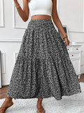 summer outfits inspo Small Floral Three-Layer Stitching Long Skirt High-Grade Women's A- line Skirt