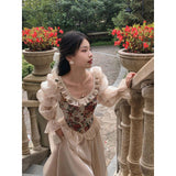 nightmare dress to impress Fall New French Retro Court Style round Neck Bubble Long Sleeve Princess Dress Fairy Dress for Women