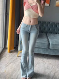 90s streetwear Smoky Gray Skinny Jeans for Women Spring and Summer New American Retro Hot Girl Low Waist Slimming Frayed Mop Horseshoe Pants