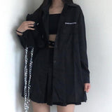 grunge outfits Black Pleated Skirt Female Summer Student Skirt Uniform Skirt Hot Girl Tooling High Waist Word Skirt Fashion