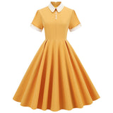 Ebbgo harajuku dress to impress Original Hepburn Style Court Noble Temperament Trim Contrast Color Turtleneck Doll Collar Mid-Length Large Swing Retro Dress Women