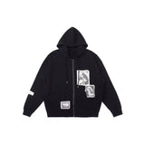 90s streetwear Baseball Uniform Cardigan Coat Women's Spring and Autumn Wide Zipper Loose Lazy Style Hooded Sweater