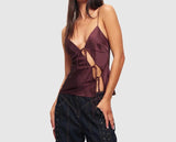 going out outfits Women's Clothing Summer New Solid Color Low-Cut Strap Strap Sexy Waist-Exposed Top