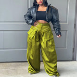 dti outfits Spring and Summer New Fashion Women's Casual Trousers Ins Detachable Three-Dimensional Pocket Wide-Leg Pants